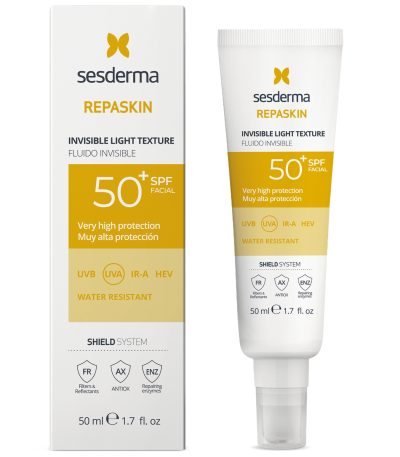 SESDERMA REPASKIN INVISIBLE LIGHT TEXTURE Apsauginis fluidas nuo saulės veidui SPF50+, 50 ml