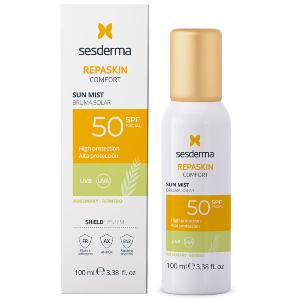 sesderma repaskin comfort apsaugine veido dulksna su rozmarino ekstraktu spf50 100 ml