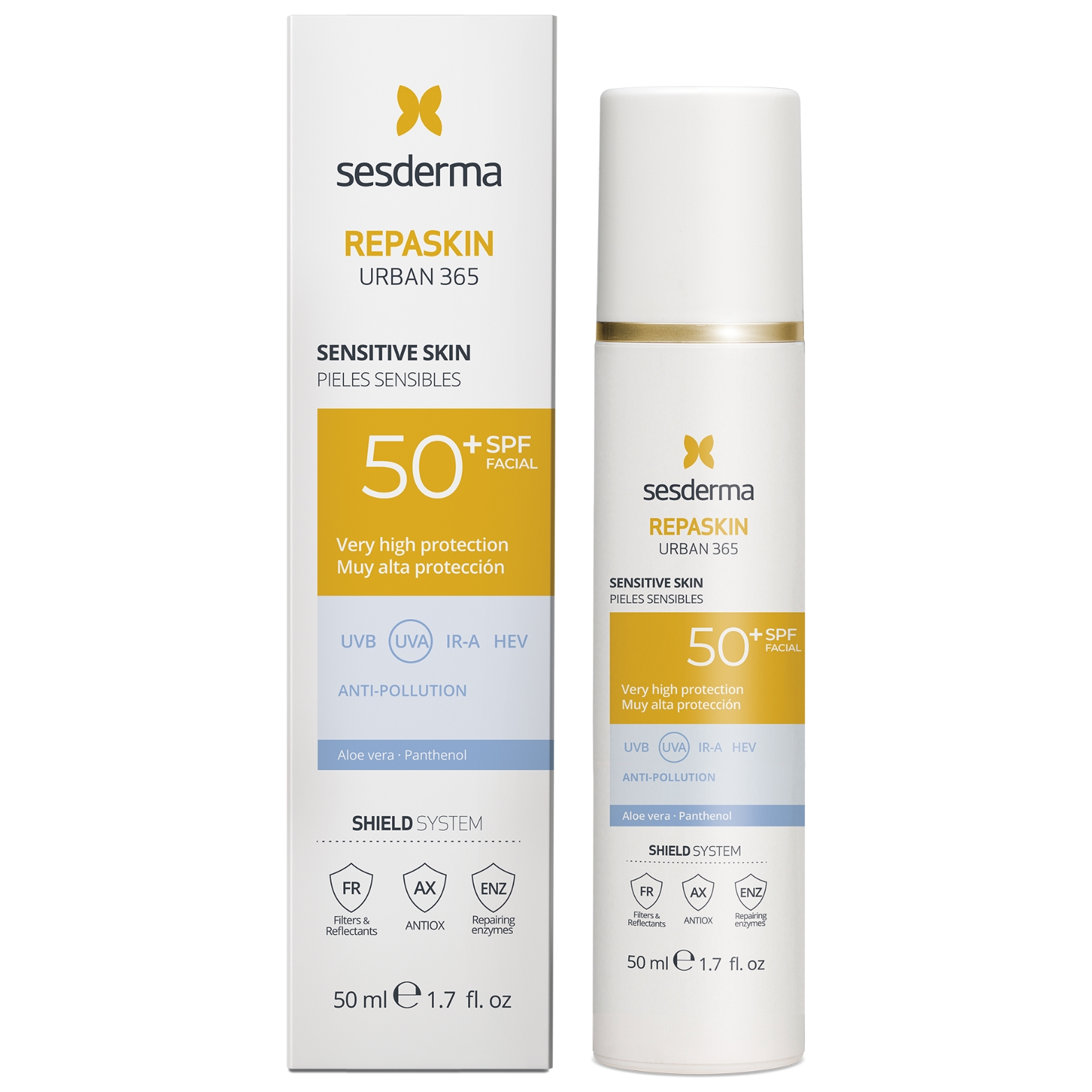 SESDERMA REPASKIN URBAN 365 Veido kremas nuo saulės jautriai odai SPF50+, 50 ml SESDERMA REPASKIN URBAN 365 Veido kremas nuo saulės jautriai odai SPF50+, 50 ml