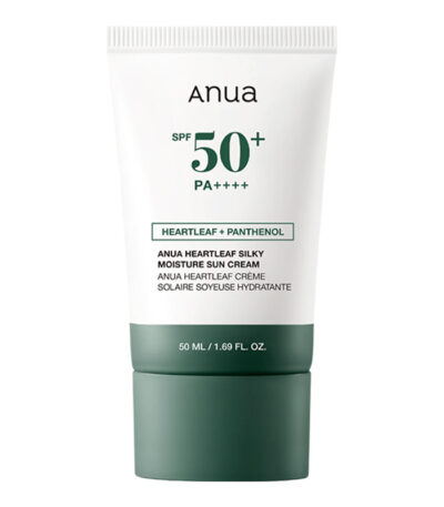 ANUA Heartleaf Silky Moisture Mild Sunscreen SPF50+ PA++++ veido kremas, 50 ml