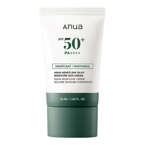 ANUA Heartleaf Silky Moisture Mild Sunscreen SPF50+ PA++++ veido kremas, 50 ml