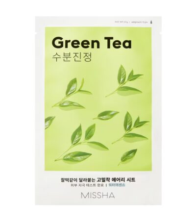 MISSHA AIRY FIT (GREEN TEA) raminamoji žaliosios arbatos lakštinė kaukė, 19 g