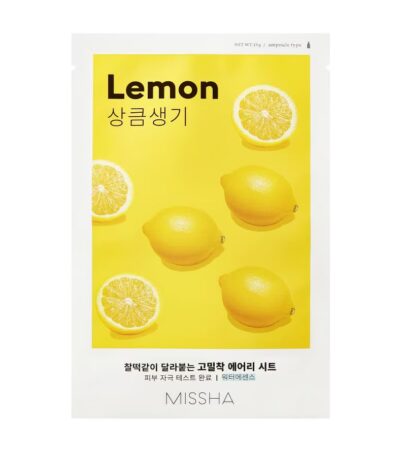 MISSHA AIRY FIT (LEMON) skaistinanti lakštinė veido kaukė su citrinų ekstraktu, 19 g