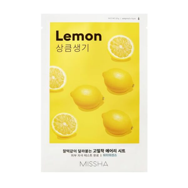 MISSHA AIRY FIT (LEMON) skaistinanti lakštinė veido kaukė su citrinų ekstraktu, 19 g