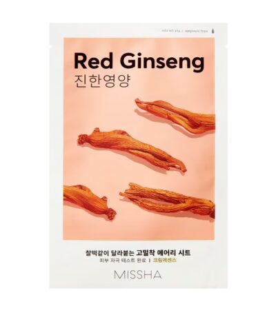 MISSHA AIRY FIT (RED GINSENG) energizuojanti lakštinė veido kaukė su raudonojo ženšenio ekstraktu, 19 g