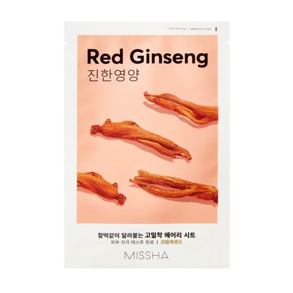 MISSHA AIRY FIT (RED GINSENG) energizuojanti lakštinė veido kaukė su raudonojo ženšenio ekstraktu, 19 g