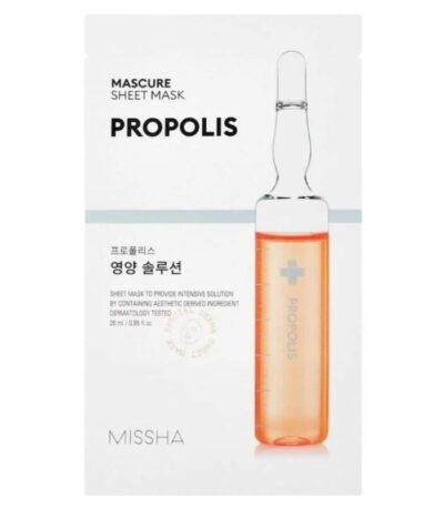  MISSHA MASCURE SHEET MASK PROPOLIS , maitinamoji propolio lakštinė kaukė, 28 ml