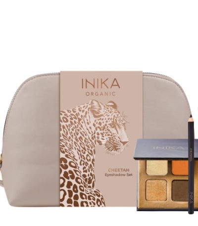 INIKA ORGANIC CHEETAH Akių šešėlių rinkinys (šešėlių paletė 8 g + akių pieštukas 1.1 g + šepetėlis)