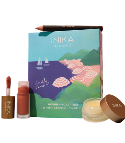INIKA NOURISHING LIP CARE TRIO Dovanų rinkinys (lūpų kaukė 5 ml + lūpų pieštukas 3 g + lūpų aliejus 5 ml)