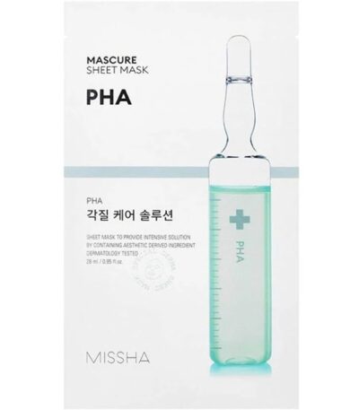 MISSHA MASCURE SHEET MASK - švelniai eksfolijuojanti PHA lakštinė kaukė, 28 ml