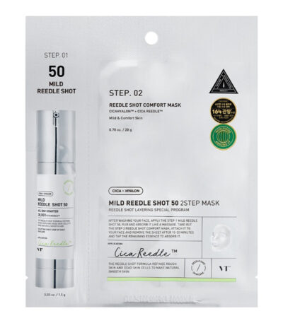 VT COSMETICS Mild Reedle Shot 50 2-Step Mask - dviejų žingsnių veido kaukė 1vnt. (20 ml + 1.5 ml)