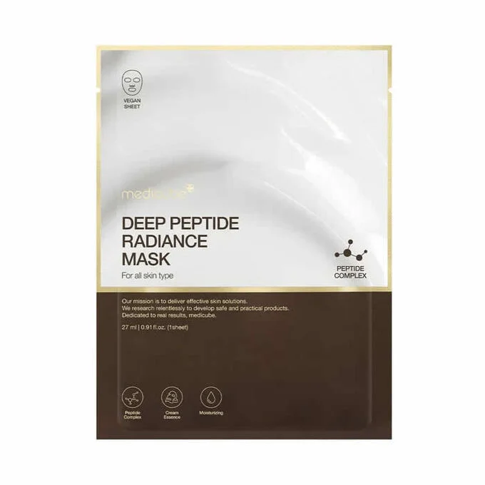 Medicube Deep Peptide Radiance Mask - drėkinanti ir skaistinanti lakštinė veido kaukė su peptidais, 27 ml