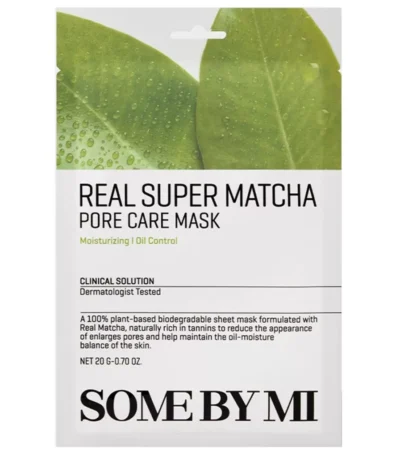 SOME BY MI Real Super Matcha Pore Care Mask - poras prižiūrinti lakštinė kaukė su matcha, 1 vnt.