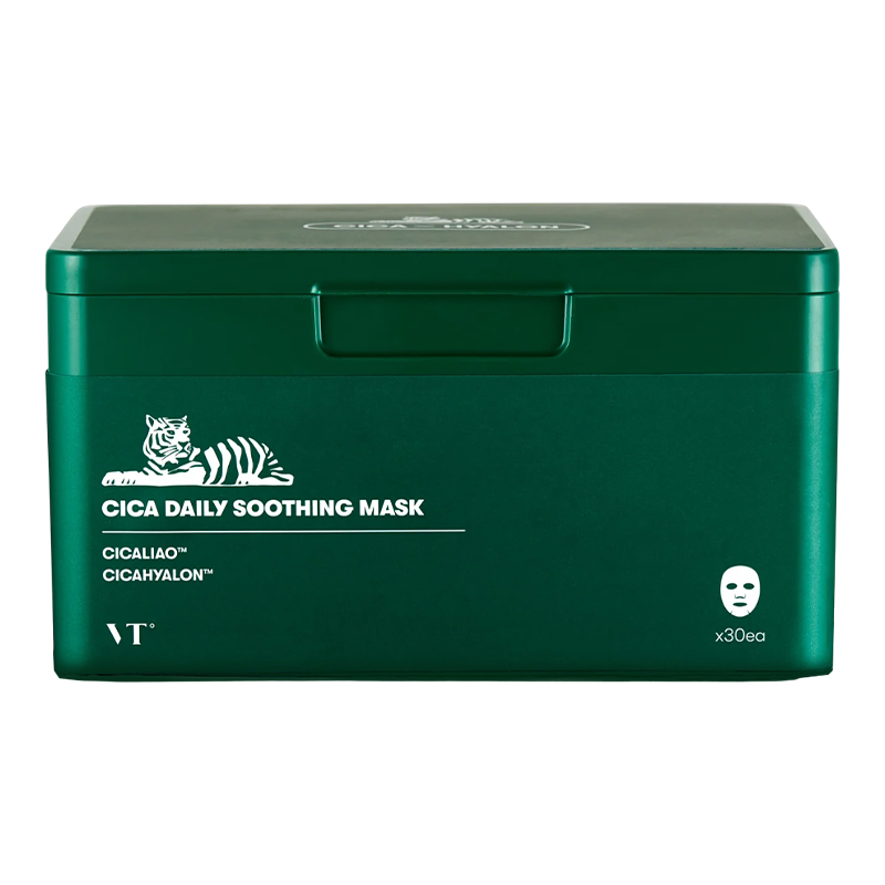 VT COSMETICS Cica Daily Soothing Mask Set - Kasdieniam naudojimui skirtų lakštinių veido kaukių rinkinys su CICA kompleksu 30 vnt