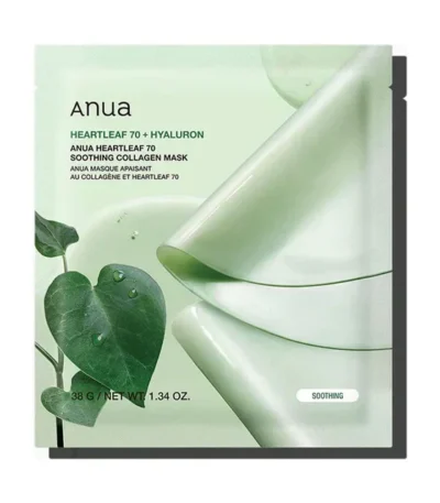 ANUA Heartleaf 70 Soothing Collagen Mask - raminanti hidrogelio veido kaukė, 34 g