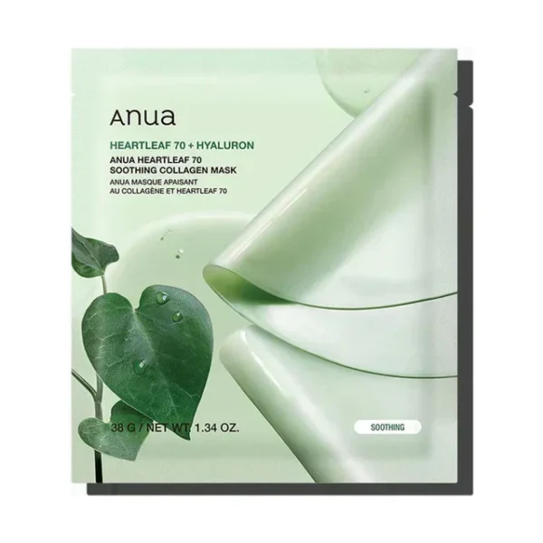 ANUA Heartleaf 70 Soothing Collagen Mask - raminanti hidrogelio veido kaukė, 34 g