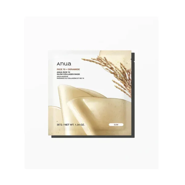 ANUA Rice 70 Glow Collagen Mask - veido kaukė, 38 g