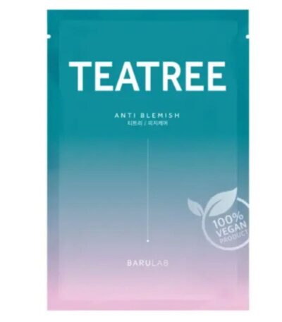 Barulab The Clean Vegan Tea Tree Sheet Mask - gaivinanti ir raminanti lakštinė veido kaukė, 23 g