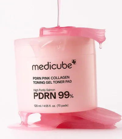 Medicube PDRN Pink Collagen Toning Gel Toner Pad - toniko padeliai su PDRN ir kolagenu, 70 vnt
