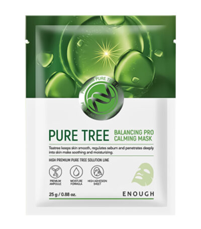 ENOUGH Pure Tree Balancing Pro Calming Mask - raminamoji ir drėkinamoji lakštinė veido kaukė, 1vnt.