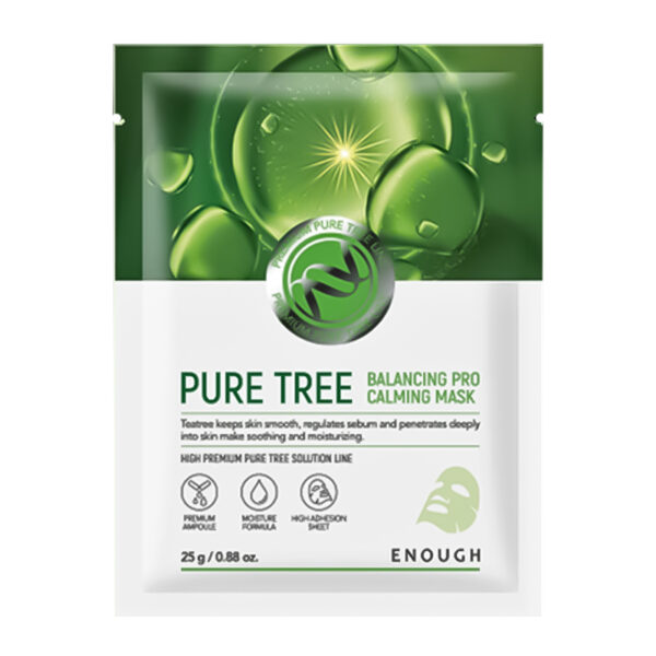 ENOUGH Pure Tree Balancing Pro Calming Mask - raminamoji ir drėkinamoji lakštinė veido kaukė, 1vnt.