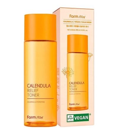 FarmStay Calendula Relief Toner - veido tonikas su medetkų ekstraktu ir hialurono rūgštimi, 200 ml