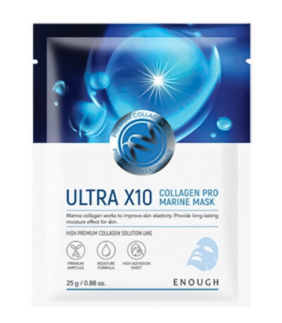 ENOUGH Collagen Ultra X10 Collagen Pro Marine Mask Pack - intensyviai drėkinanti ir stangrinanti lakštinė veido kaukė su jūriniu kolagenu, 1.vnt.
