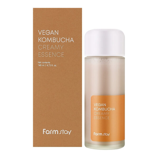 FarmStay Vegan Kombucha Creamy Essence - kreminė veido esencija su kombučos ekstraktu ir probiotikais, 140 ml