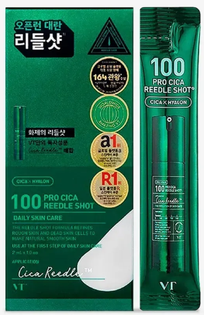 VT COSMETICS Pro Cica Reedle Shot 100 - intensyviai odą atnaujinantis serumas  (2 ml × 10 vnt)
