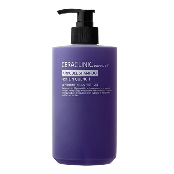 CERACLINIC Dermaid 4.0 Ampoule Shampoo Protein Quench - atkuriamasis šampūnas su baltymų, aminorūgščių ir peptidų kompleksu, 500 ml