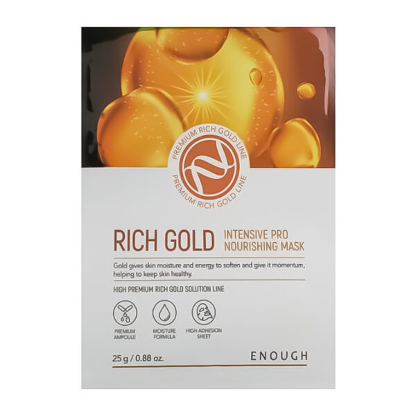 ENOUGH Rich Gold Intensive Pro Nourishing Mask 1 pc – intensyviai maitinanti lakštinė veido kaukė su aukso jonais, 1vnt.