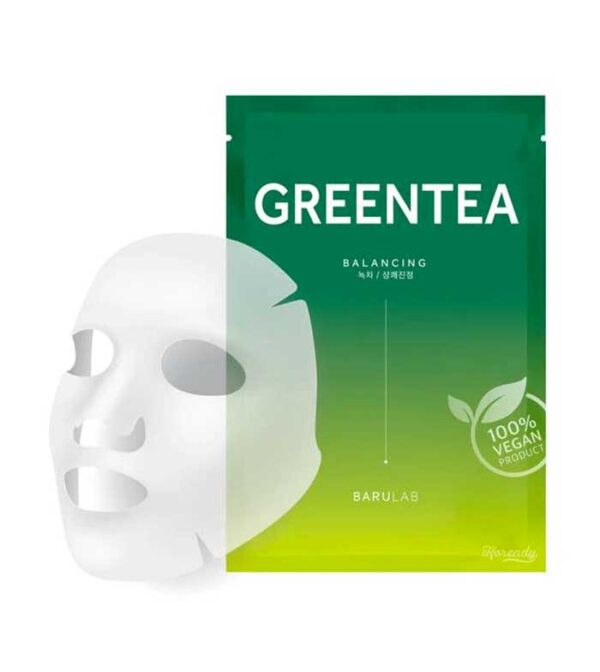 Barulab Green Tea Balancing Vegan Sheet Mask - raminanti ir subalansuojanti lakštinė veido kaukė, 23 g