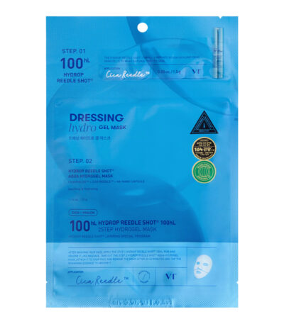 VT COSMETICS HYDROP REEDLE SHOT 100hL 2STEP HYDROGEL MASK - dviejų žingsnių hidrogelio veido kaukė su hialurono rūgštimi, 1 vnt.