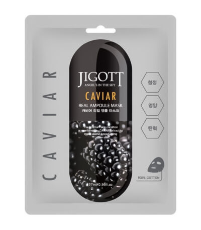 Jigott Caviar Real Ampoule Mask - lakštinė veido kaukė su ikrų ekstraktu, 27 ml