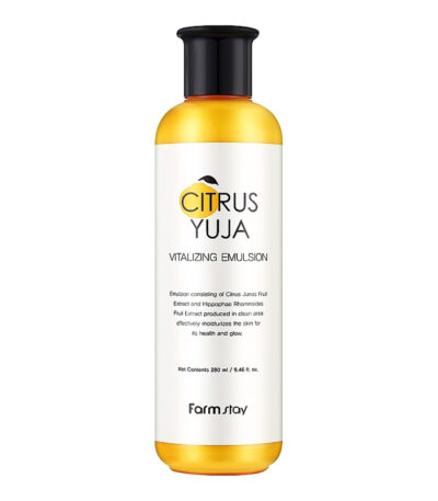 FarmStay Citrus Yuja Vitalizing Emulsion - drėkinamoji veido emulsija su yuja ekstraktu ir augaliniais ekstraktais, 280 ml