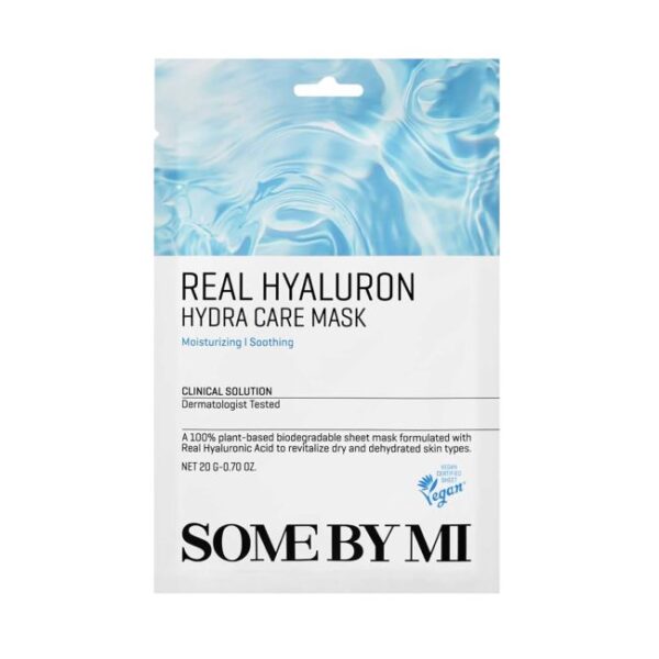 SOME BY MI Real Hyaluron Hydra Care Mask - intensyviai drėkinanti lakštinė kaukė su hialurono rūgštimi, 1 vnt