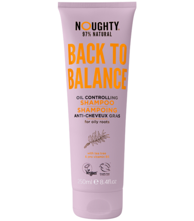 Noughty Back To Balance balansuojantis šampūnas riebiai galvos odai su arbatmedžiu ir vitaminu B5, 250ml