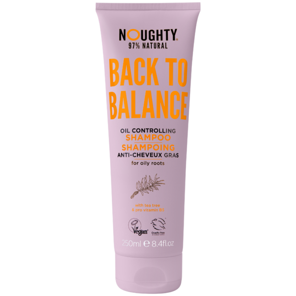Noughty Back To Balance balansuojantis šampūnas riebiai galvos odai su arbatmedžiu ir vitaminu B5, 250ml