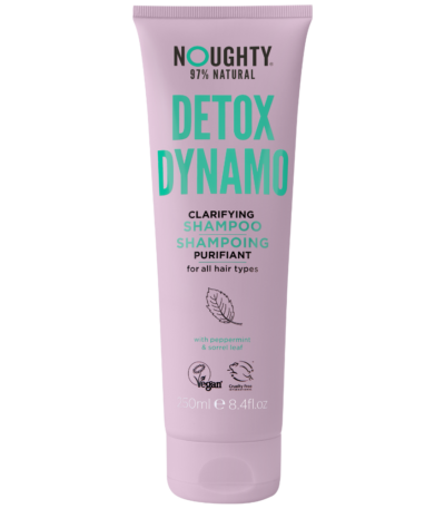 Noughty Detox Dynamo valomasis šampūnas visų tipų plaukams su pipirmėčių ir rūgštynių lapų ekstraktais, 250 ml