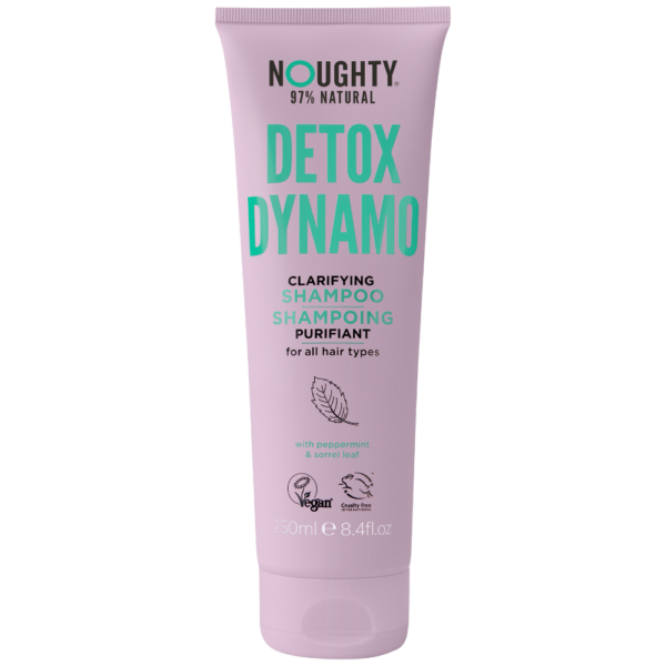 Noughty Detox Dynamo valomasis šampūnas visų tipų plaukams su pipirmėčių ir rūgštynių lapų ekstraktais, 250 ml