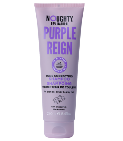 Noughty Purple Reign geltonus plaukų atspalvius koreguojantis šampūnas su mėlynių ir juodųjų serbentų ekstraktais, 250 ml