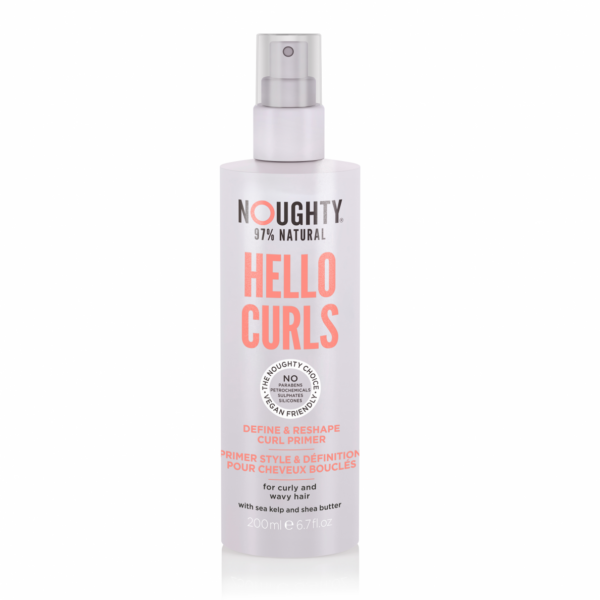 Noughty Hello Curls Primer purškiama formavimo priemonė garbanotiems ir banguotiems plaukams su jūros rudadumblių ekstraktais ir sviestmedžių aliejumi, 200ml