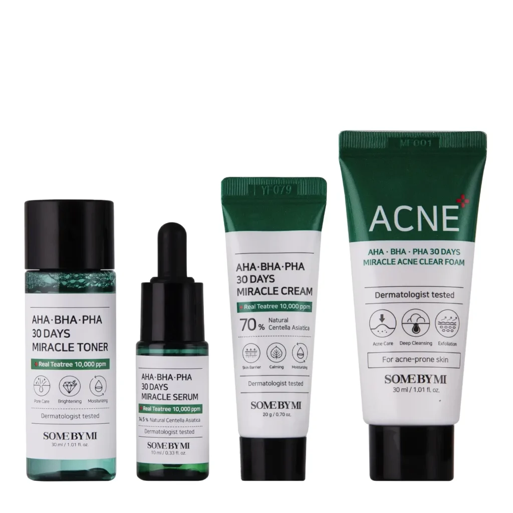 SOME BY MI AHA-BHA-PHA 30 Days Miracle Acne Kit - 4 dalių rinkinys probleminei odai