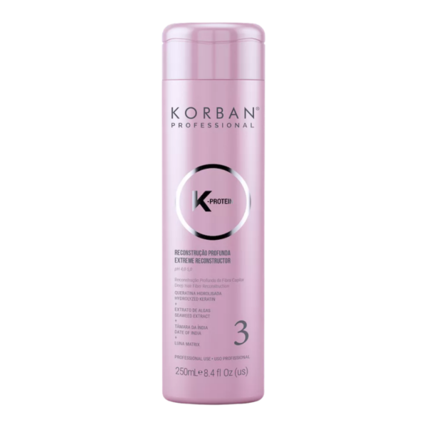 Korban K-Protein Extreme Reconstructor- 3 atstatomoji plaukų priemonė, 250 ml